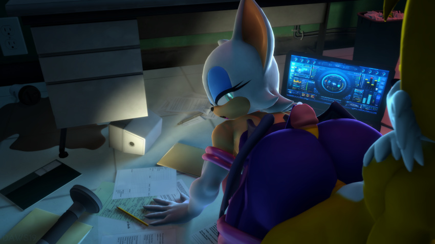 3d 3d_model 4k absurd_res anthro ass bat bedroom_eyes big_butt bodily_fluids buttjob canine clothed clothed/nude clothed_female clothed_female_nude_male clothing computer covered_buttjob daws19 duo female fox furniture genital_fluids genitals hi_res hot_dogging laptop leaning leaning_forward looking_back male mobian mobian_(species) mobian_bat narrowed_eyes nude nude_male open_mouth paper penis precum rouge_the_bat seductive sega sonic_(series) sonic_adventure_2 sonic_the_hedgehog_(series) straight table tails tails_the_fox wings