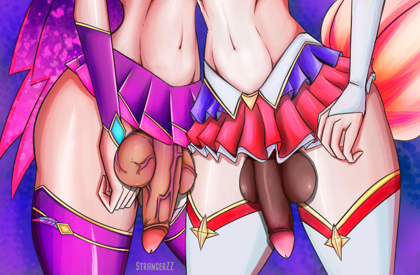 abs ahri balls big_balls big_penis dickgirl futa_only futanari hips huge_balls huge_cock league_of_legends legs penis skirt star_guardian_ahri star_guardian_series star_guardian_xayah strangerzz testicles waist xayah