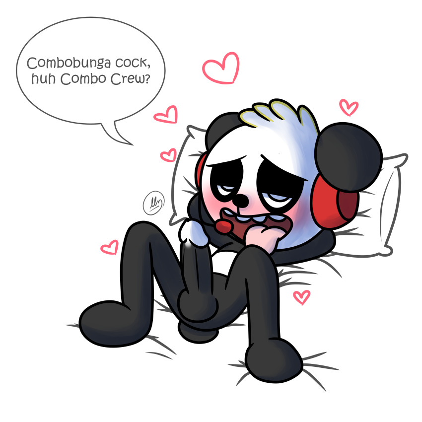 1:1 absurd_res anthro blush cartoonaddict combo_panda cub erection giant_panda headgear headphones headset hi_res looking_at_viewer male male_only mammal ryan's_world solo spread_legs spreading tongue tongue_out ursid virtual_youtuber young