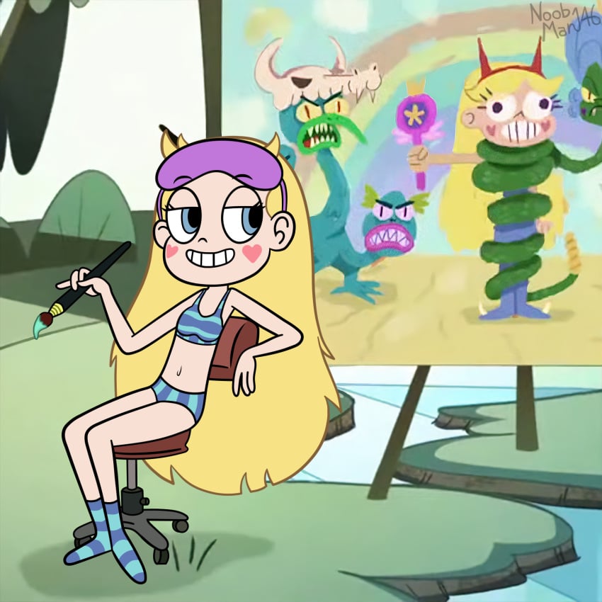 blonde_hair casual disney edit headwear magic outdoors public royal_magic_wand star_butterfly star_vs_the_forces_of_evil tagme underwear wand