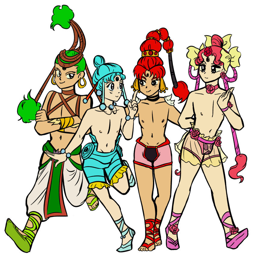 4boys androgynous ballet_slippers belly bishoujo_senshi_sailor_moon blue_eyes blue_hair bow bracelet braid bulge cerecere choker clothing collar crown earrings femboy flower flowers genderswap_(ftm) girly green_eyes green_hair harem_pants hourglass_figure junjun navel nemorlemons nipples open_toe_shoes pallapalla pink_eyes pink_hair red_eyes red_hair ribbon rose rule_63 shirtless shoes shoulder_pads skirt smile tights topless vesves villain