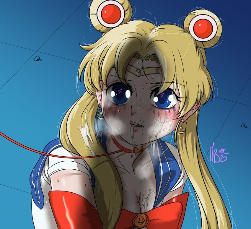 bishoujo_senshi_sailor_moon blonde_hair blue_eyes clothing collar cum female leash manubrutall/doyu medium_breasts meme penis_awe penis_shadow sailor_moon sailor_moon_redraw_challenge sailor_senshi_uniform usagi_tsukino