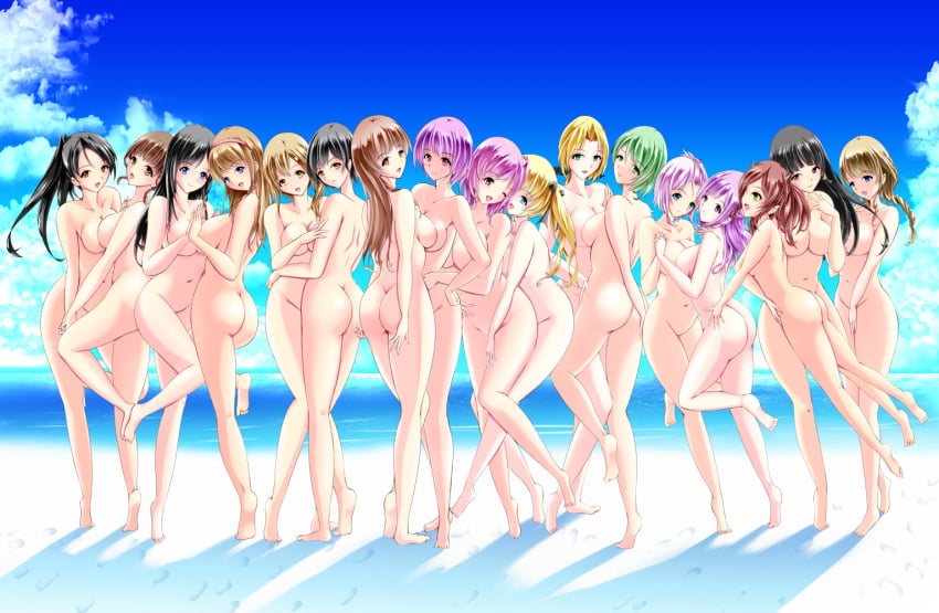 6+girls ass ayane_(doa) beach blonde_female breasts cloud dead_or_alive dead_or_alive_xtreme_venus_vacation female female_only fiona_(doa) helena_douglas hitomi_(doa) honoka_(doa) human human_only kanna_(dead_or_alive) kasumi_(doa) katakeya kokoro_(doa) large_breasts lineup luna_(doa) marie_rose medium_breasts misaki_(doa) momiji_(ninja_gaiden) monica_(doa) multiple_girls nagisa_(doa) navel nude nyotengu ocean outdoors sky soles standing tamaki_(doa)