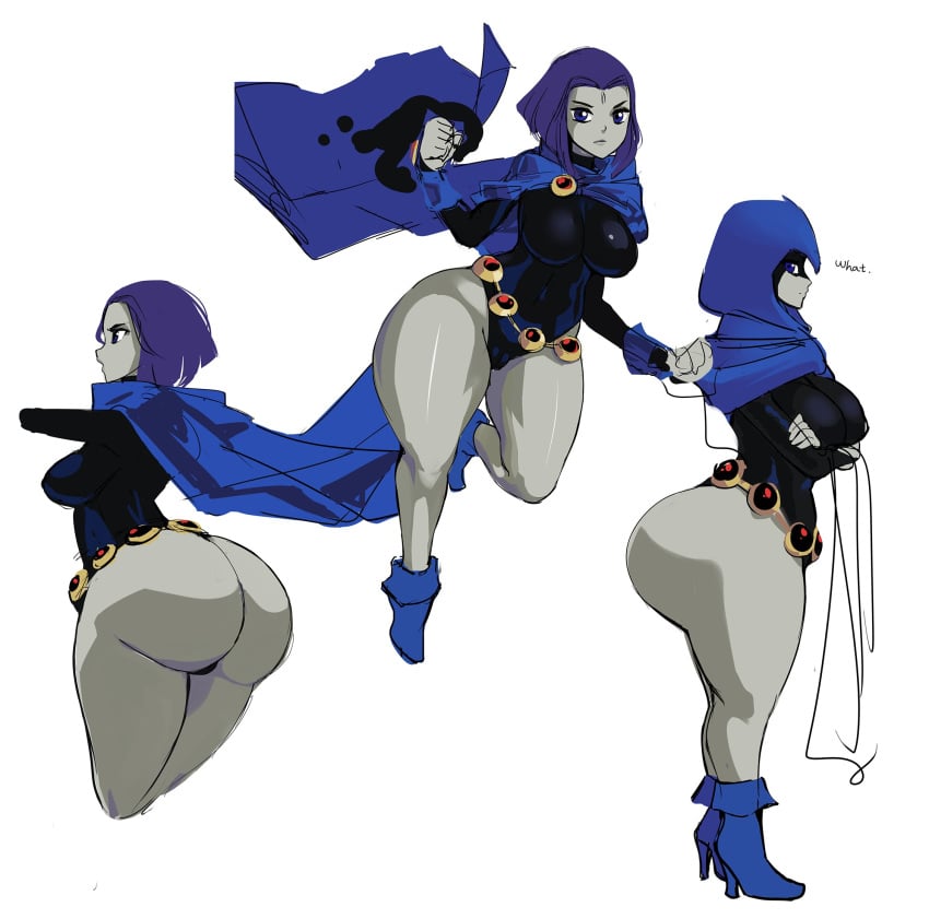 alternate_ass_size alternate_breast_size ass bare_legs belt big_ass big_breasts boots bottom_heavy bubble_butt cigusa cloak clothing dc dc_comics female female_only footwear high_heel_boots huge_ass large_breasts outerwear pale-skinned_female purple_hair rachel_roth raven_(dc) shoes short_hair solo solo_female solo_focus superheroine teen_titans thick_thighs thighs