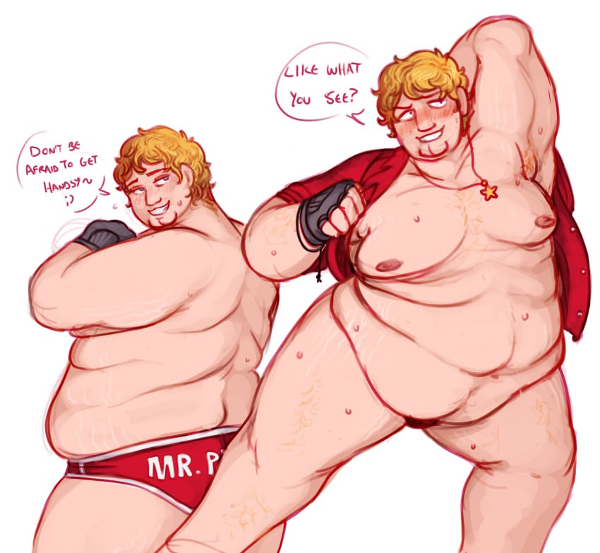 blonde_hair bob_(tekken) bob_richards english_text fat_man male_only obese obese_male overweight_male solo_male stretch_marks tekken