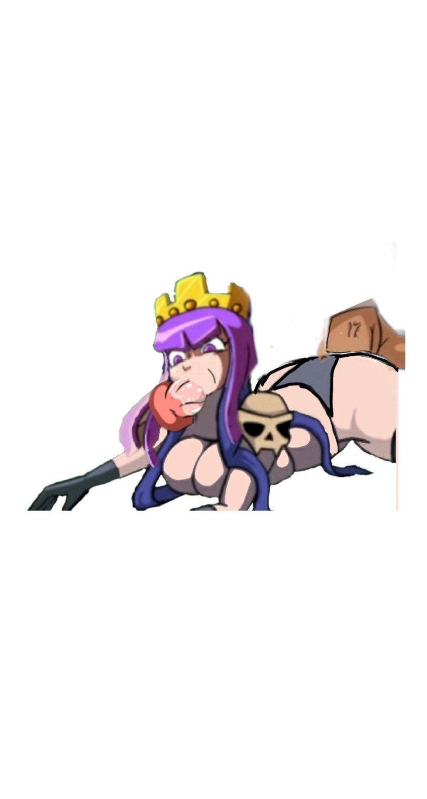 ambiguous_penetration archer_queen_(clash_of_clans) big_penis breasts breasts_out clash_(series) clash_royale cosplay cringe dragon dragon_(clash_of_clans) from_behind large_breasts looking_at_penis oral oral_penetration oral_sex panties penis tagme threesome topless topless_female