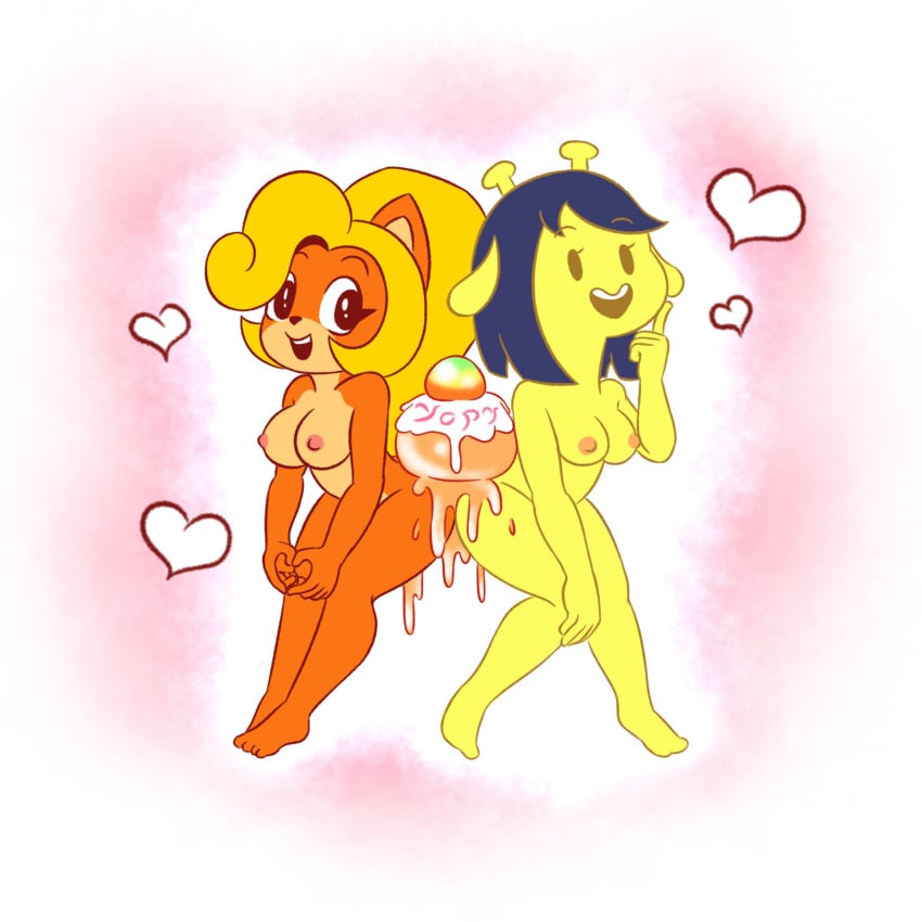 activision anthro ass birthday birthday_cake blonde_hair breasts butt cake coco_bandicoot crash_(series) eyelashes female food_on_body giraffe hair long_hair mammal marsupial nipples nude open_mouth orange_fur orange_hair original_character shy_ayu thighs wumpa_fruit yellow_fur yellow_skin yopy yuh_(yopy)