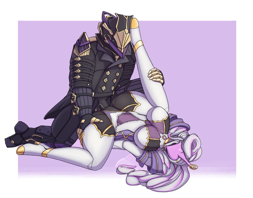 leg_grab legs_up missionary_position saryn_(warframe) saryn_prime_(warframe) thechurroman vauban_(warframe) warframe