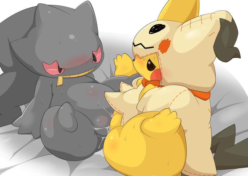 2019 2girls anthro anthrofied banette black_body chubby clothing cosplay costume duo feet feet_up female fur furry ghost hi_res interspecies mimikyu mouth_zipper nintendo open_mouth pikachu pokémon_(species) pokemon pokemon_go pokemon_rgby pokemon_sm pussy rodent sex simple_background smile spirit thick_thighs type vaginal_penetration video_games wide_hips yellow_body yellow_fur yuri zipper