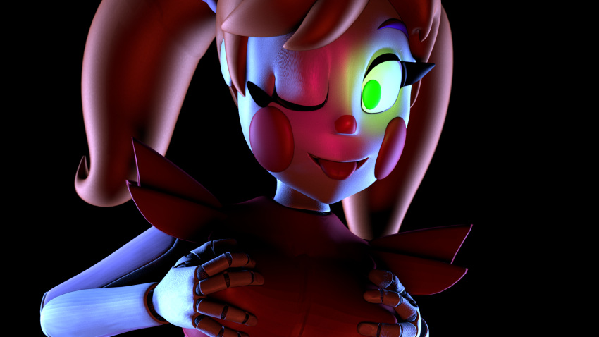 3d animatronic baby_(fnafsl) circus_baby circus_baby_(fnaf) five_nights_at_freddy's five_nights_at_freddy's:_sister_location fnaf fucktime_babu green_eyes gynoid hands_on_breasts jailbait_knight molten_freddy0414 scottgames sister_location tongue tongue_out twintails wink