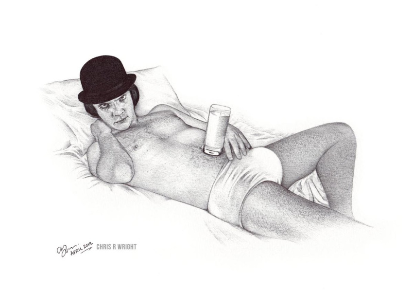 1boy a_clockwork_orange alex_delarge bulge horror in_bed male male_only milk solo wright_(artist)