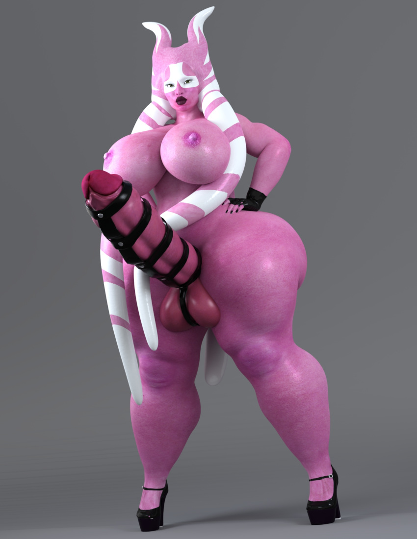 1futa 3d alien alien_girl artist_name balls bare_shoulders big_breasts big_penis breasts brown_eyes busty cleavage curvy erect_nipple erect_nipples erection evolluisionist eyelashes fingerless_gloves front_view futa_only futanari gloves hand_on_hip hands_on_hip hands_on_hips high_heels hourglass_figure humanoid hyper_bimbo looking_at_viewer mammal marking nail_polish naked naked_footwear naked_heels naked_with_shoes_on nude original_character penis pink_skin pose posing simple_background solo solo_futa standing star_wars suveya_tabrin_(evolluisionist) thick_lips thick_thighs togruta voluptuous wide_hips