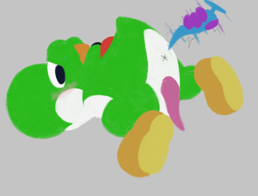 adexi arms_tied blush bound hi_res looking_back lying male male_only mario_(series) nintendo on_front reptile scalie sex_toy solo solo_focus video_games yoshi