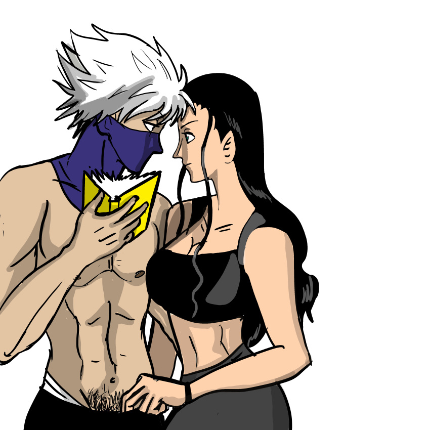 crossover female hatake_kakashi male mature_female mature_male naruto naruto_shippuden nico_robin one_piece sam24 seductive_smile white_hair