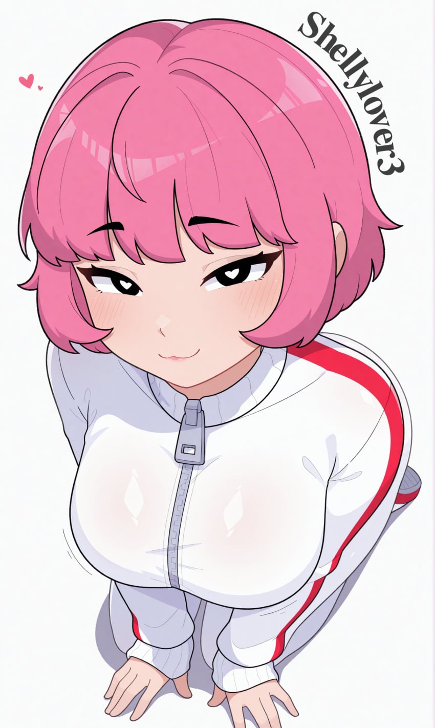 1girls ai_generated big_breasts bonnie_(brawl_stars) brawl_stars breasts_visible_through_clothing dressed hands_on_floor sitting sitting_on_knees