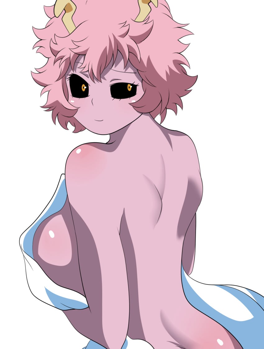 1girls big_breasts chelsea_cola female female_only horns looking_back mina_ashido my_hero_academia pink_hair pink_skin short_hair solo solo_female solo_focus yellow_eyes