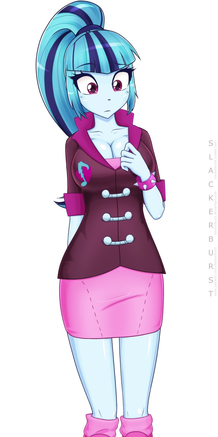 big_breasts blue_hair blue_skin breasts cleavage equestria_girls humanized my_little_pony purple_eyes slackerburst sonata_dusk tagme