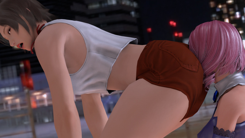 2girls 3d alisa_bosconovitch animated ass ass_focus bandai_namco big_ass face_in_ass huge_ass kazama_asuka kishi rubbing tekken thick thick_ass thick_thighs yuri