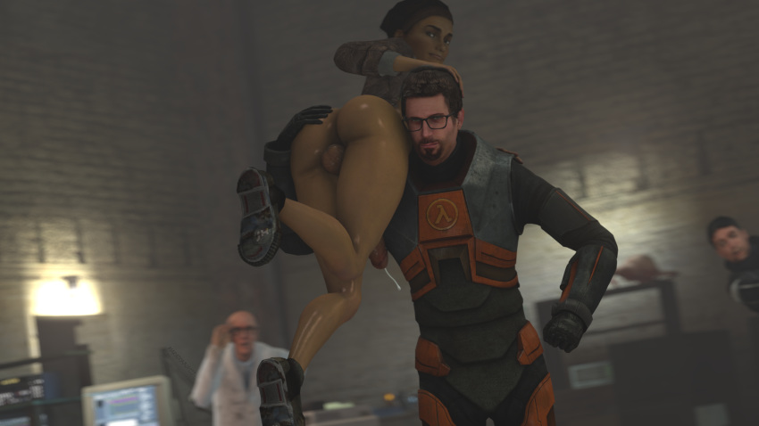 1futa 2020 3d alyx_vance background big_ass big_penis bottomless carrying cum_drip footwear funny futa_with_male futanari gordon_freeman half-life half-life_2 hand_on_ass hand_on_head hand_on_shoulder hi_res looking_at_viewer male male_on_futa public randomdud smug source_filmmaker sweat