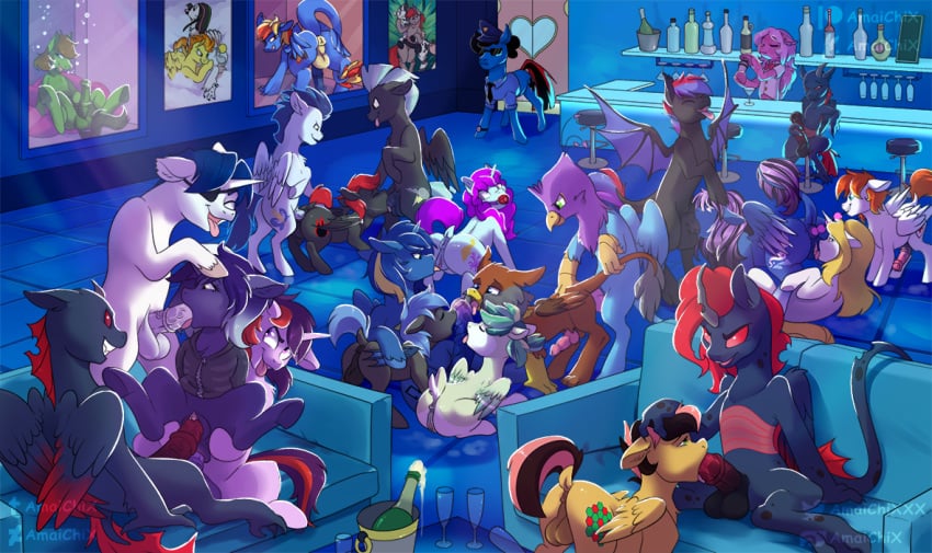 alcohol alicorn amaichix anal anal_beads anal_sex animal_genitalia animal_penis anus arthropod asphyxiation avian backsack ball_gag balls bat_pony beverage bisexual bodily_fluids champagne champagne_glass changeling clothed clothed_feral clothing crystal_pony_(mlp) cum cunnilingus dildo dock double_penetration dragon_pony earth_pony ejaculation equid equine equine_penis erection eye_patch eyewear fan_character feathered_wings feathers fellatio female female/female feral feral_on_feral friendship_is_magic furniture furry gag genital_fluids genitals green_eyes group group_sex gryphon hair hoodie horn horse male male/male mammal membrane_(anatomy) membranous_wings multicolored_hair my_little_pony mythological_avian mythology nightclub no_pupils open_mouth open_smile oral oral_penetration orgasm orgy pegasus penetration penile penis pony pussy red_eyes sex sex_toy smile soarin_(mlp) sofa spitfire_(mlp) spitroast straight table tail_tuft thunderlane_(mlp) tongue tongue_out topwear triple_penetration tuft unicorn vaginal_penetration wings wonderbolts_(mlp) zebra