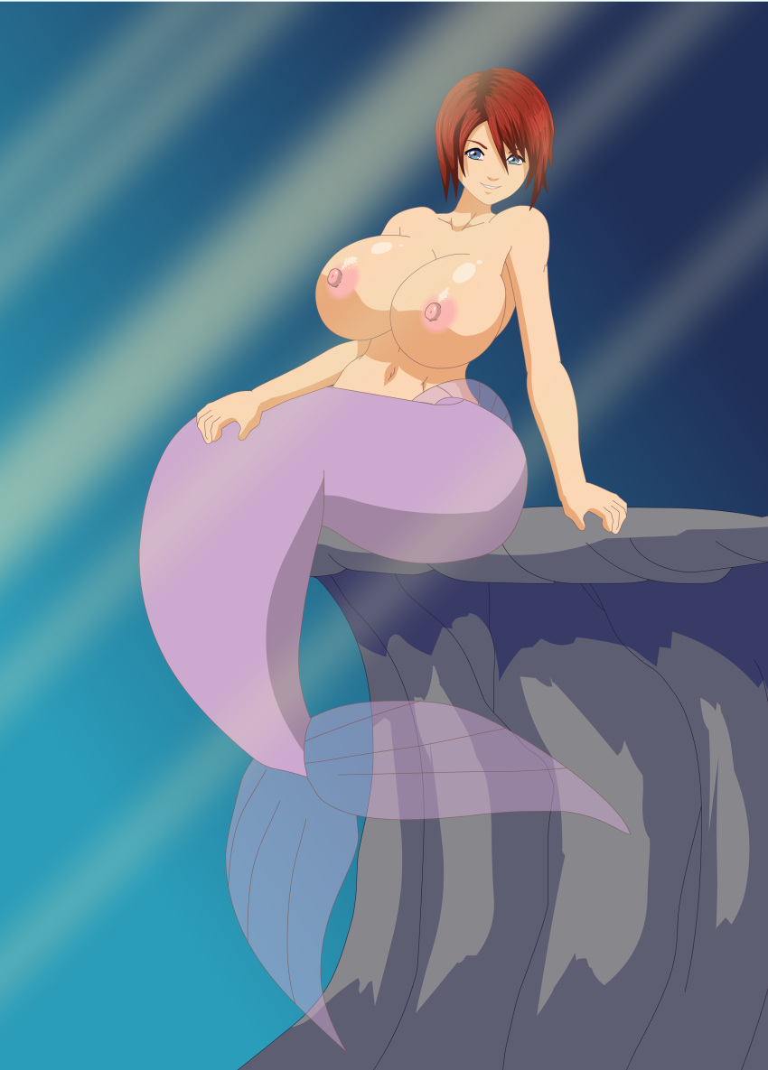 areolae big_breasts breasts commission dk female huge_breasts hyper_breasts kairi kingdom_hearts large_breasts mermaid nipples riffsandskulls solo topless