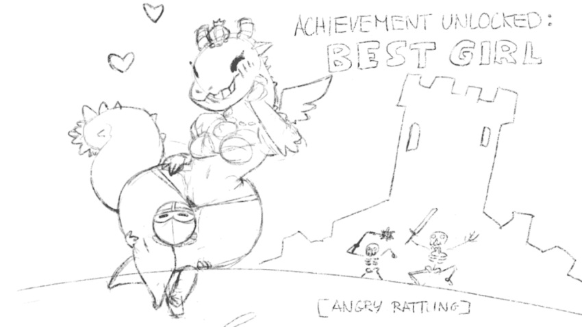 animated anthro bikini crushing cute dragon korram princess_and_conquest skeleton text thigh_crush