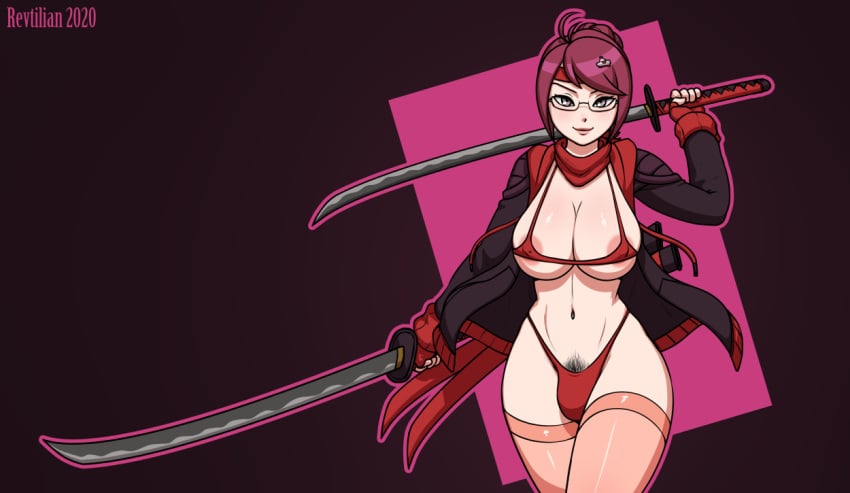 1futa 2020 ahoge antenna_hair areola_slip areolae artist_name banana_hammock belly_button breasts bulge cleavage curvy dickgirl erect_nipples flaccid futa_only futanari hair_ornament headband highleg highleg_panties holding_sword holding_weapon hoodie hourglass_figure huge_breasts katana looking_at_viewer nipple_bulge nipples panties panty_bulge penis penis_bulge penis_in_panties penis_under_clothes pubic_hair pubic_hair_peek pubic_tuft red_bikini red_panties revtilian scarf skull_hair_ornament solo string_bikini sword thighhighs violet_hair wasp_waist wide_hips