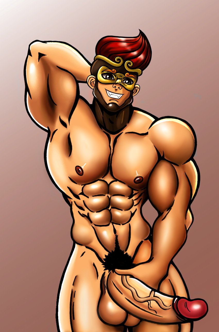 1boy abs armpits bara big_penis blush erection human human_only king_monkey large_penis le_chiên_kim long_penis male male_only miraculous_ladybug muscular muscular_male nude penis pose pubic_hair short_hair solo solo_male standing testicles thick_thighs thigh_gap veins veiny_penis viryen