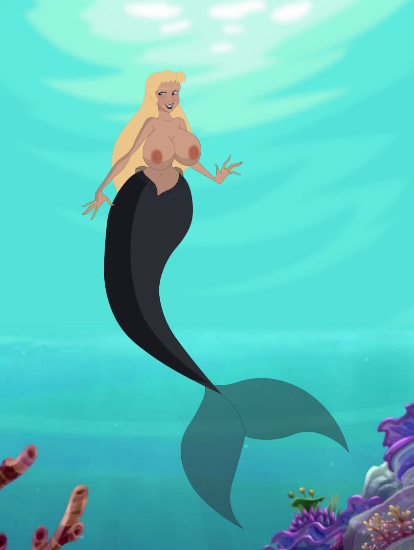 areolae big_breasts breasts commission disney dk female mermaid mermaid_tail mermaid_transformation nipples princess_eilonwy riffsandskulls rings solo the_black_cauldron topless transformation