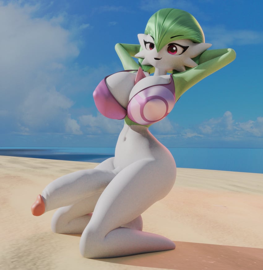 1futa 3d abs anthro anthrofied armpits arms_up beach bikini bikini_top blue_background bottomless bra breasts cleavage clouds day dickgirl eye_contact furry futa_only futanari gardevoir green_hair huge_breasts huge_cock huge_testicles hyper hyper_penis intersex intersex_only kneeling large_breasts large_penis long_penis looking_at_viewer mostly_nude nintendo ocean original_character outdoors penis pink_eyes pokemon pokemon_(species) pokemon_rse pose shadow short_hair sky solo testicles thick_penis thick_thighs tradelt water white_skin wide_hips