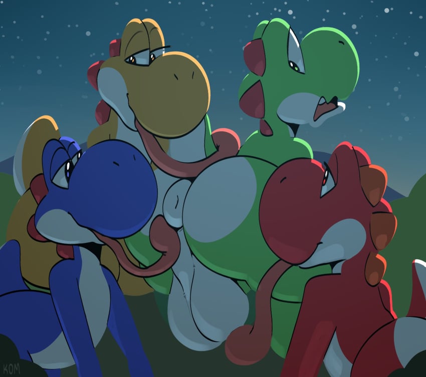 2020 4boys anus ass ass_focus balls big_ass big_butt blue_eyes blue_yoshi bubble_ass bubble_butt butt_focus dat_ass femboy feminine_male genitals girly green_eyes green_yoshi group half-closed_eyes hi_res huge_ass komdog komponi long_tongue looking_back male male/amale male_only mario_(series) narrowed_eyes nintendo open_mouth red_eyes red_yoshi spikes thick_ass tongue tongue_out trap video_games yellow_eyes yellow_yoshi yoshi