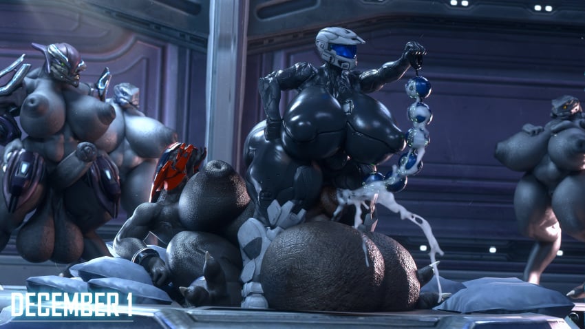 3d female_sangheili female_spartan_(halo) futanari halo_(series) hyper_balls hyper_breasts hyper_penis no_nut_november runn1non sangheili spartan_(halo)