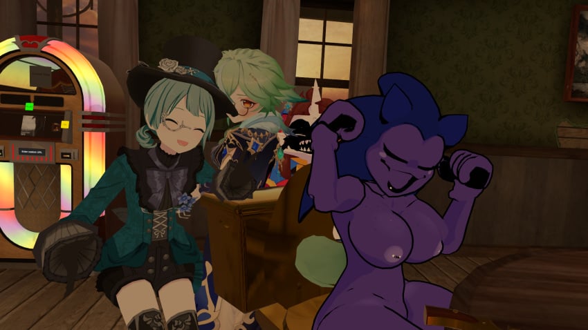 celebration funny gold hatsune_miku humor large_ass large_breasts majin_sonic naked naked_female pomni_(the_amazing_digital_circus) sweatshirts_(vrchat) the_amazing_digital_circus vocaloid vrchat vrchat_avatar