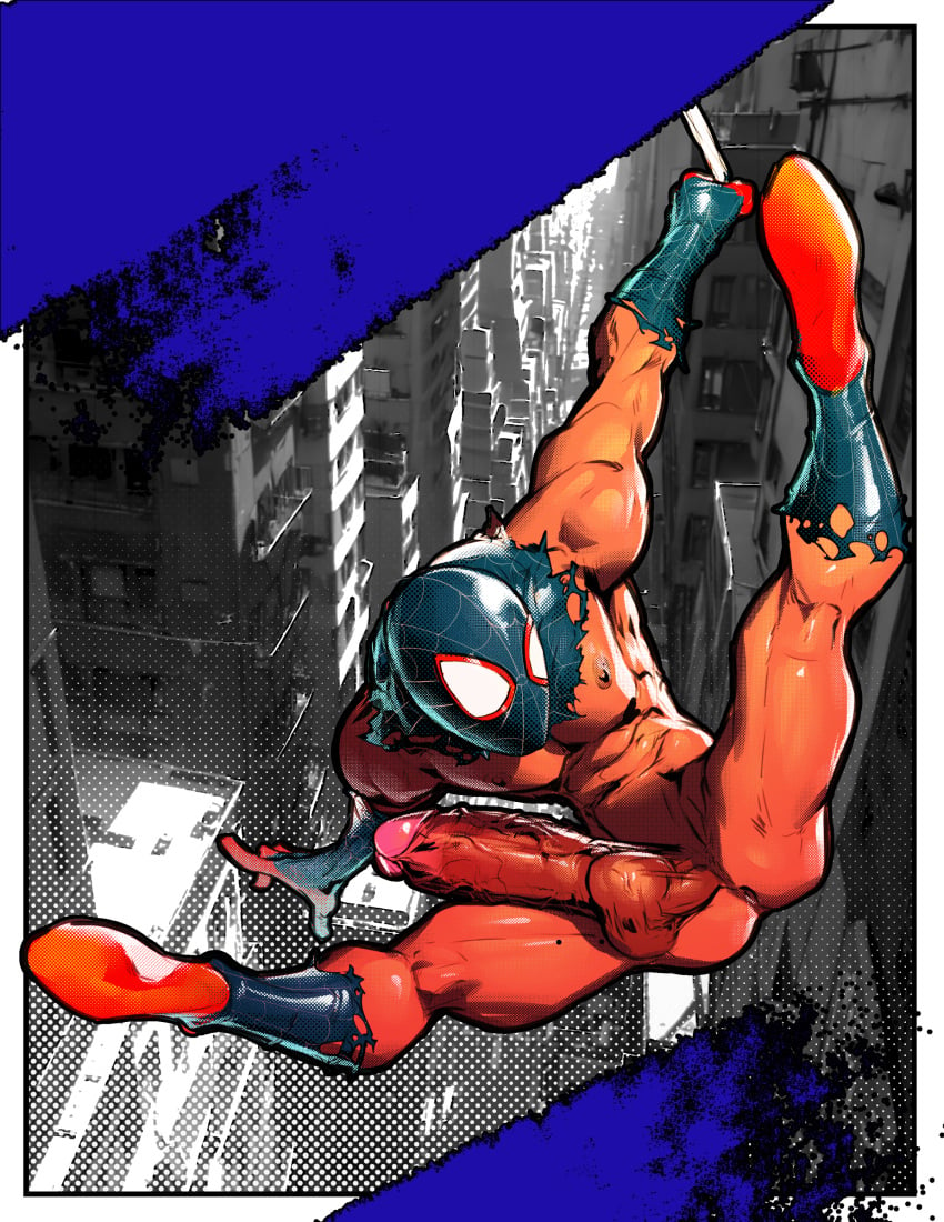 abs balls bara biceps big_balls big_penis dark-skinned_male erection male male_nipples male_only manly marvel miles_morales miles_morales_(spider-verse) muscular_male nipples nude pecs penis spider-man spider-man:_across_the_spider-verse spider-man_(series) zenpei