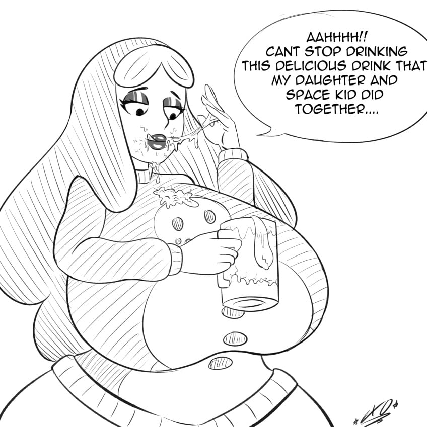 1girls big_ass big_breasts black_and_white christmas cum cum_in_mouth cum_on_breasts cum_on_face drinking_cum eggnog exocomics milf priyanka_maheswaran sketch steven_universe tagme wide_hips