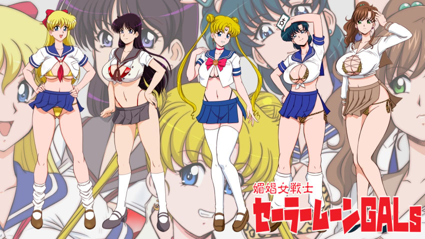 bimbofication bishoujo_senshi_sailor_moon corruption exposed_chest femsub glamour_works navel revealing_clothes sailor_jupiter sailor_mars sailor_mercury sailor_moon sailor_venus slutty_clothing text thong translation_request useless_clothing