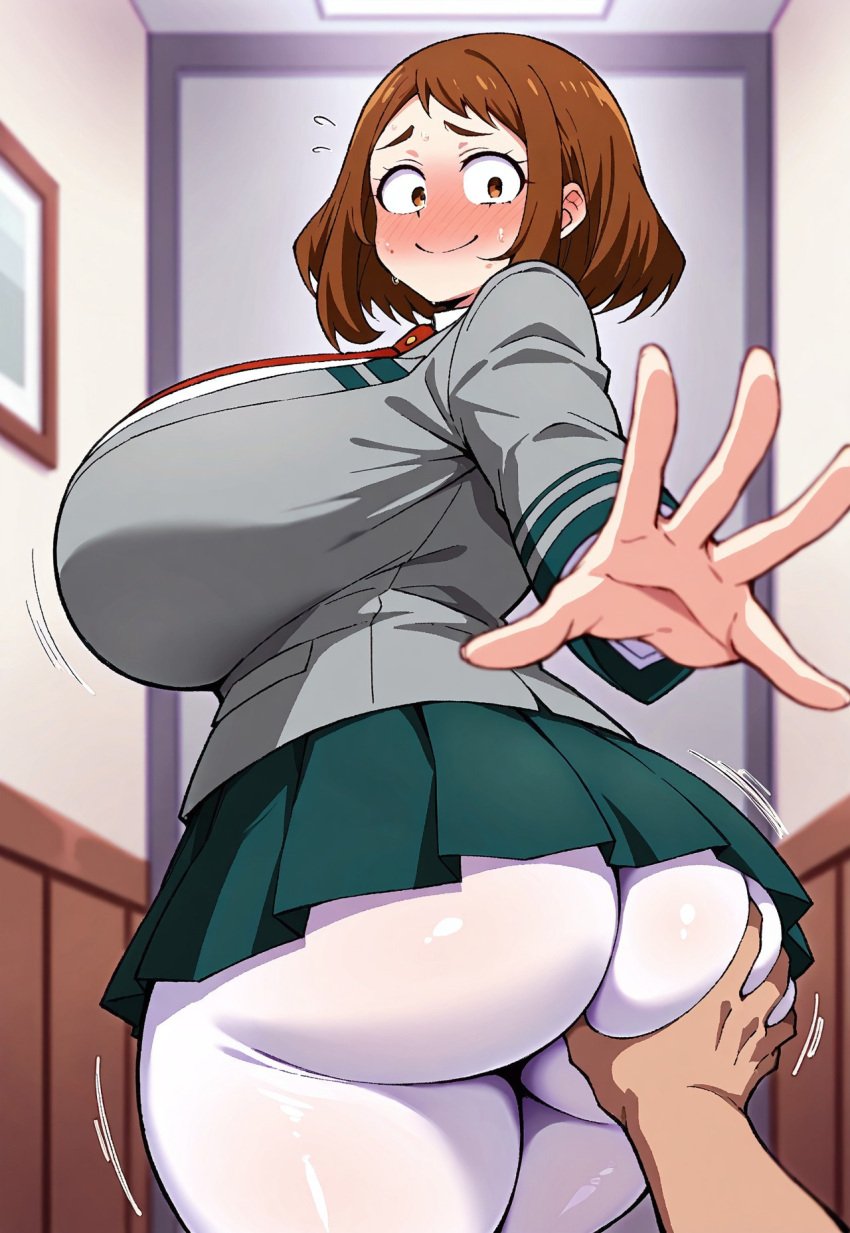 ai_generated big_ass big_breasts blush blushing_female boku_no_hero_academia brown_eyes brown_hair busty civitai clothed clothed_female clothed_female_nude_male cock collar curvy curvy_female detailed_background deviantart embarrassed embarrassed_female grabbing grabbing_ass grabbing_from_behind huge_breasts indoors leggings looking_at_viewer looking_back my_hero_academia ochako_uraraka rape scared_expression school_uniform schoolgirl shocked shocked_expression short_hair skirt sweatdrop sweating thick_thighs thunder_thighs thunderthighs u.a._school_uniform uravity