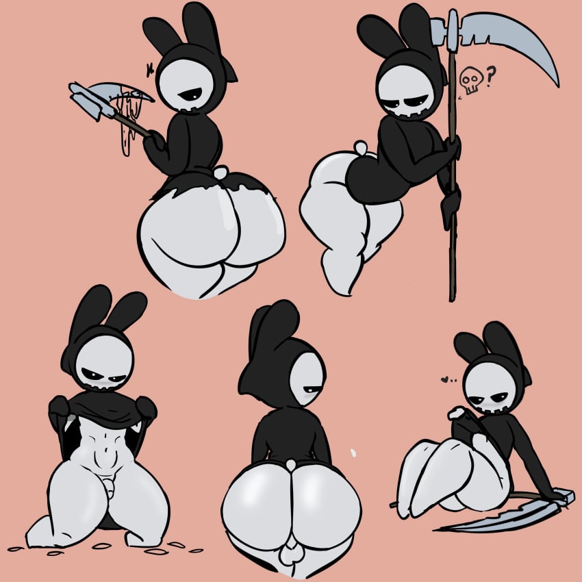 anthro ass balls bunny_maloney furry gay grim_reaper hamish heart_symbol looking_at_viewer male penis rabbit skull skull_head tagme yaoi