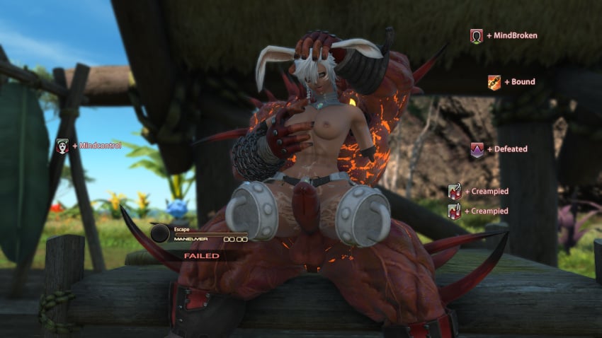 3d abs after_rape after_sex after_vaginal bunny_ears crying cum cum_in_pussy cum_inside dark-skinned_female defeated final_fantasy_xiv gameplay_mechanics gpose(ffxiv) helpless living_sex_toy mindbreak quadruple_amputee rape viera warrior_of_light_(ff14)