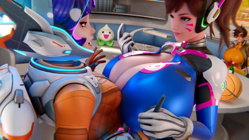 3d 3d_(artwork) 3girls alternate_breast_size big_breasts blizzard_entertainment breasts_bigger_than_head brown_eyes brown_hair d.va dropyuh_(artist) enormous_breasts exposed_breasts female female_focus gigantic_breasts hana_song highres huge_breasts human human_only hyper hyper_breasts juno_(overwatch) korean large_breasts long_hair massive_breasts overwatch overwatch_2 ponytail top_heavy topless_female tracer upper_body waist wide_hips