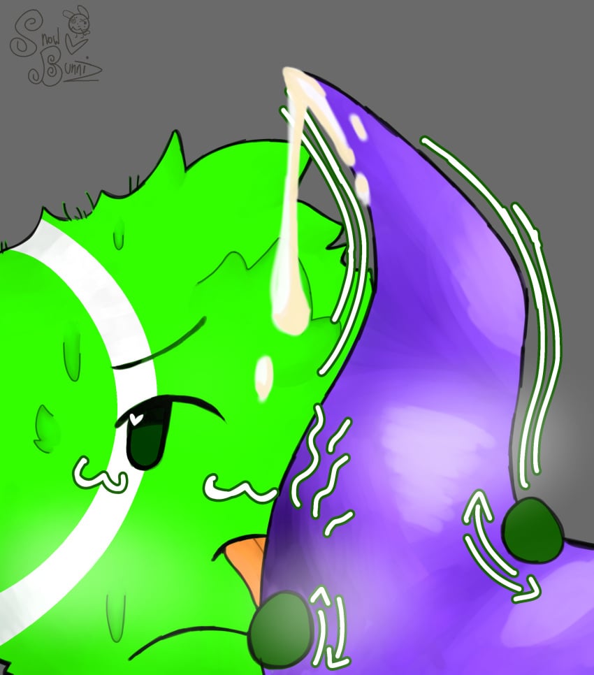 acid_tennis_ball_(bfdi_mini) armless battle battle_for_dream_island bfdi bfdi_mini blush color colored cum cum_dripping fluffy gay heart-shaped_pupils highlights_(coloring) licking licking_penis licking_tentacle long_marker_(bfdi_mini) non-human object_shows osc outline stained sweat tongue unusual_penis watermark