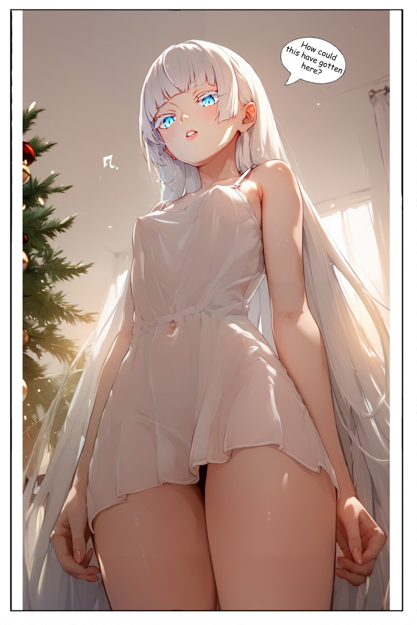 1girls_ass _butt ai_generated ass_bigger_than_head blue_eyes blush breasts cat_ears cat_girl cat_tail catgirl completely_nude female female_only headband hourglass_expansion hourglass_figure nude solo white_hair