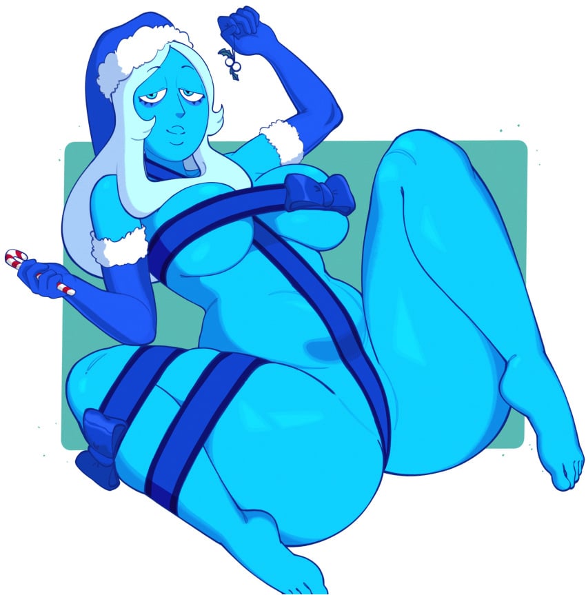 big_breasts blue_body blue_diamond_(steven_universe) blue_eyes blue_hair blue_skin cartoon_network christmas humanoid long_hair sitrusimp steven_universe steven_universe:_the_movie steven_universe_future thick_thighs