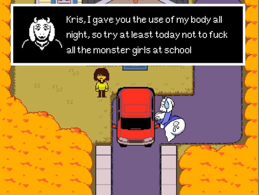 condom cum deltarune english_text huge_ass huge_breasts microskirt text toriel used_condoms