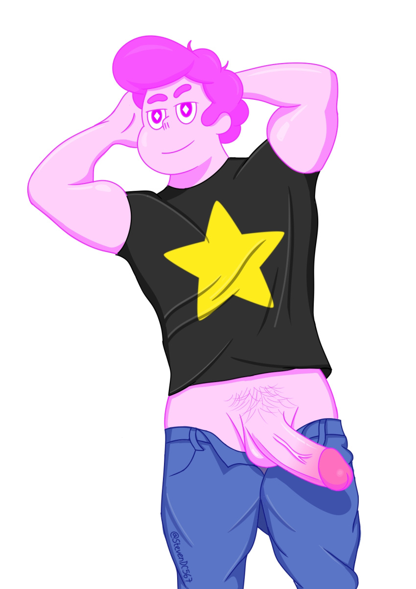 chad_steven gay male_only muscles muscular_male pants pants_down penis pink_eyes pink_fur pink_hair steven_quartz_universe steven_universe steven_universe_future