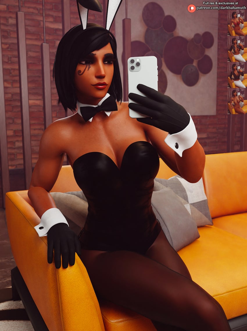 3d 3d_(artwork) bunny_ears bunnysuit darkbahamuth overwatch pantyhose pharah pinup