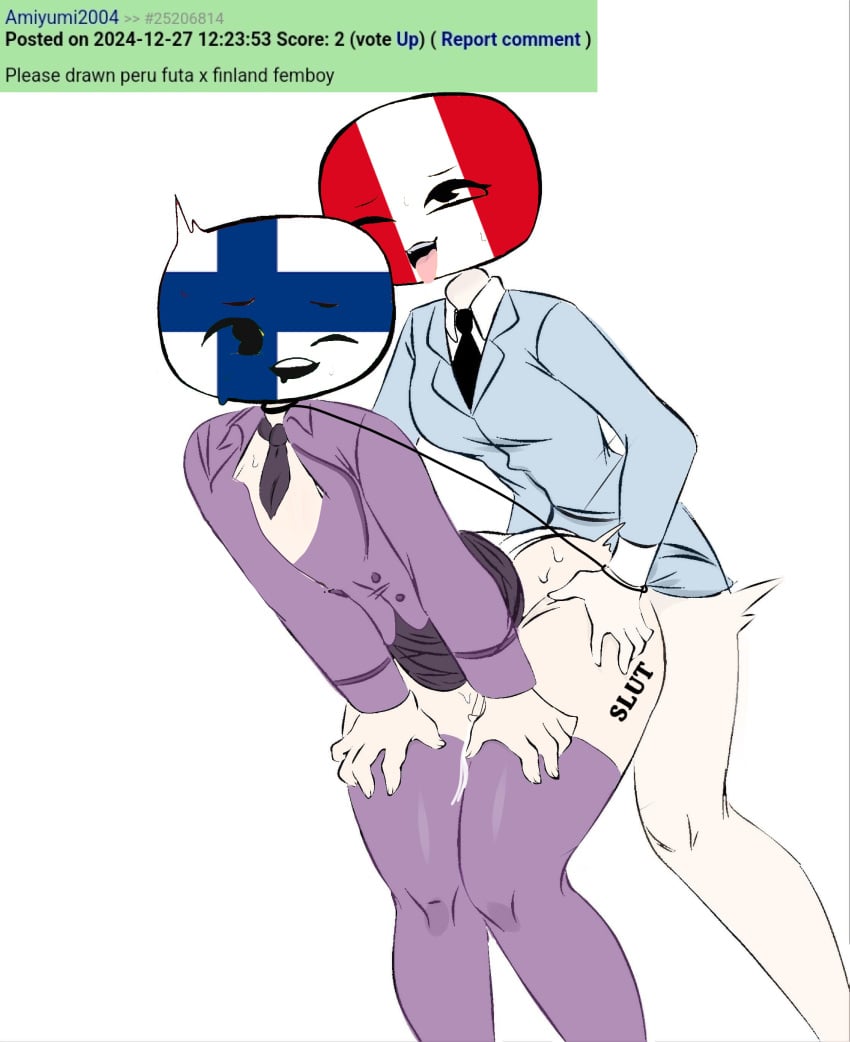 countryhumans femboy finland_(countryhumans) futa_on_femboy futa_on_male futanari peru_(countryhumans) polishguy69 request