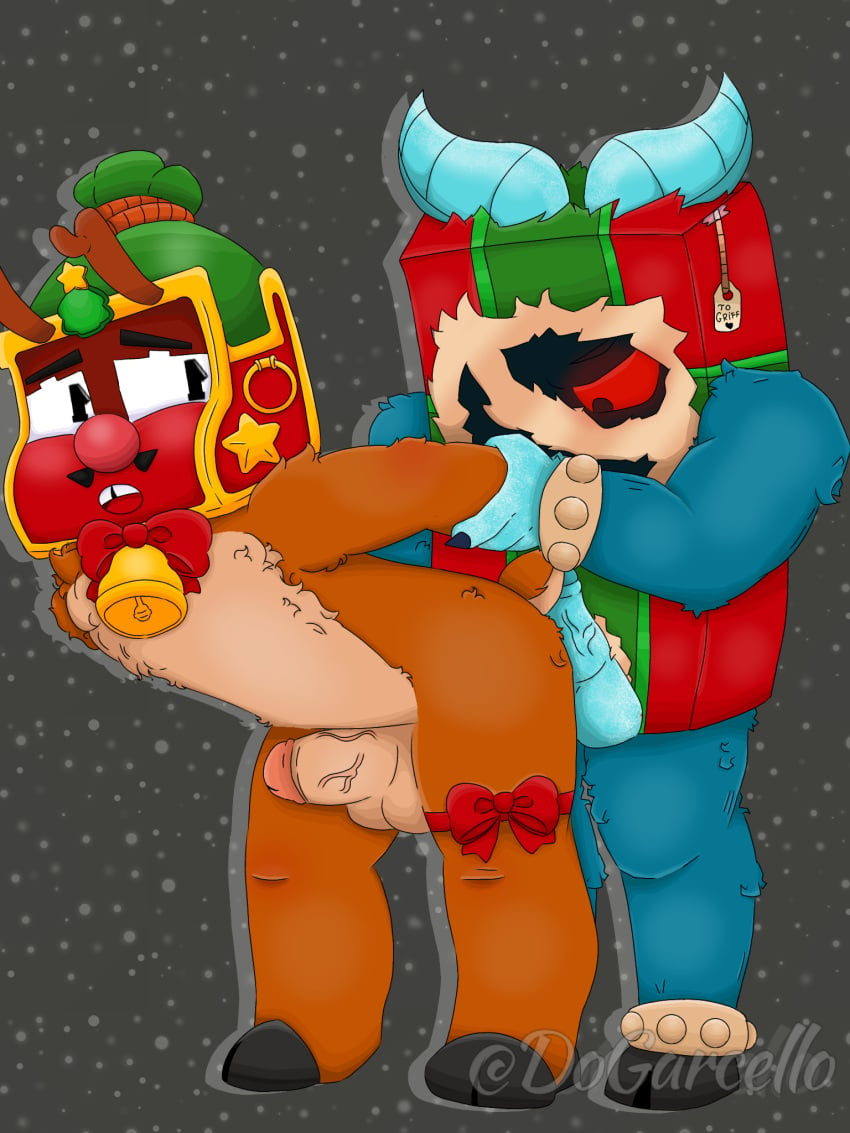 anal anal_masturbation anal_sex ash_(brawl_stars) bell bow brawl_stars christmas christmas_outfit cute dogarcello femboy furry gay gift gift_box griff_(brawl_stars) horns krampus_ash_(brawl_stars) male male/male male_focus male_only male_penetrated male_penetrating male_penetrating_male male_pov muscles muscular muscular_male reindeer surprised