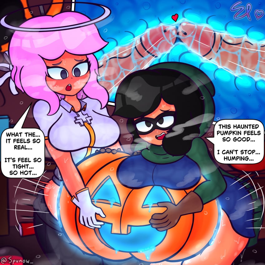 2futas absurd_res ahe_gao ahegao_face alice_(spunow) artificial_vagina artist_name artist_signature azazel_(helltaker) azazel_(helltaker)_(cosplay) background bandit_(clash_royale) big_breasts big_penis black_hair blush breasts clash_(series) clothed clothing cock cocks_touching cosplay cup duo english_text erection eye_mask eyewear food_penetration futa_only futa_with_futa futanari futanari_masturbation futanari_penetrating halloween halo heart helltaker hoodie human humping light-skinned_futanari light_skin looking_at_another looking_down masturbation moan moaning moaning_in_pleasure mostly_clothed open_mouth original_character penis pink_hair pumpkin pumpkin_masturbation sharing_onahole slime slime_(substance) spunow_ steam steaming_body steamy steamy_body steamy_breath steamy_penis sweat sweatdrop sweating sweaty sweaty_arms sweaty_body sweaty_face sweaty_thighs tagme text text_bubble tips_touching touching_penis touching_penises touching_tips x-ray