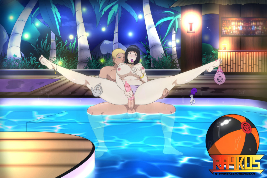 barefoot big_breasts bikini bikini_top_removed black_hair boruto:_naruto_next_generations bracelet burst condom condom_balloon cum edit feet feet_up grabbing_penis handjob hyuuga_hinata middle_finger milf naruto necklace pool raykus soles spread_legs spread_pussy third-party_edit toes used_condom uzumaki_naruto white_eyes wife